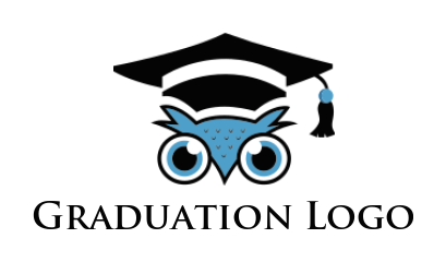 education logo owl head wearing graduation hat