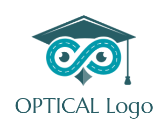 education logo owl eyes with graduation cap