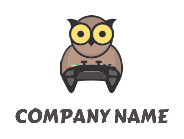 pet logo owl playing video game with controller