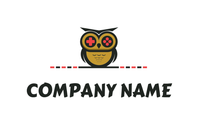 pet logo icon owl with video game console for eyes