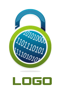 Security logo pad lock with binary numbers