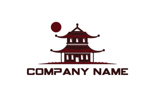 make a spirituality logo Pagoda temple with sun - logodesign.net