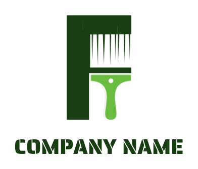 Create a Letter F logo paint brush inside letter F