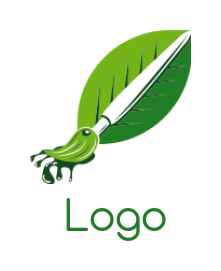 create an arts logo icon paint brush on Leaf