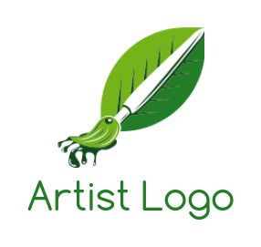 create an arts logo icon paint brush on Leaf