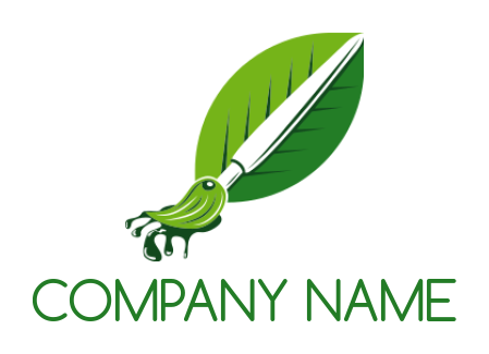 Make a logo of paint brush on leaf 