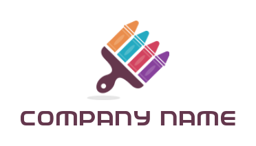 printing logo paint brush with colored chalks