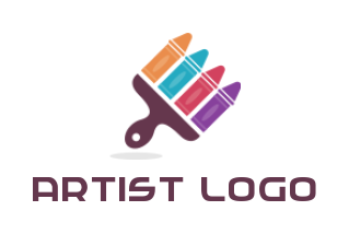 printing logo paint brush with colored chalks