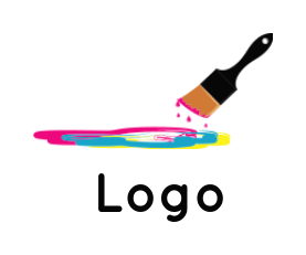 printing logo paint brush with paint on floor