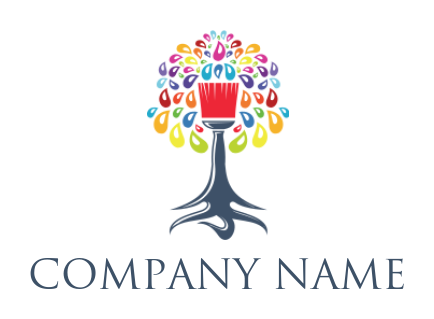 arts logo paint drops form tree brush and roots