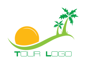 create a logo of landscape palm trees and sun - logodesign.net
