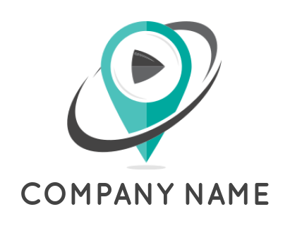 media logo play button in navigation swooshes