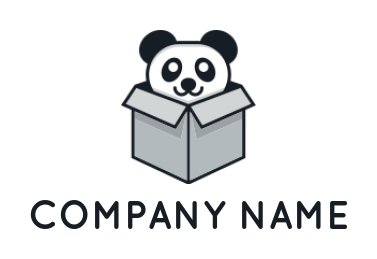 make an animal logo panda coming out from box