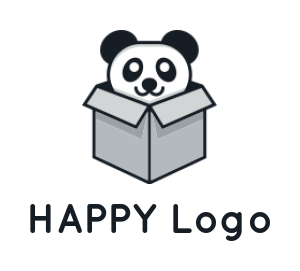 make an animal logo panda in a box