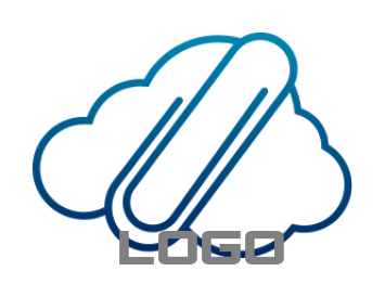 create an IT logo paper clip merged with cloud