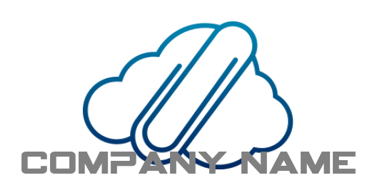 paper clip merged with cloud modern abstract IT logo image