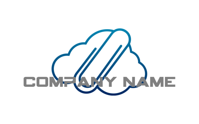 paper clip merged with cloud modern abstract IT logo image