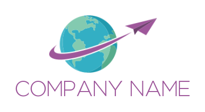 travel logo paper plane around globe