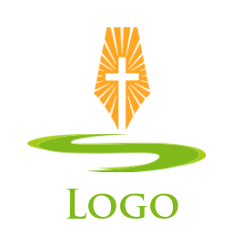 make a religious logo path leading to cross inside nib - logodesign.net