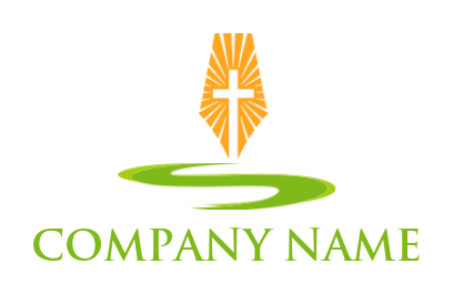 make a religious logo path leading to cross inside nib - logodesign.net
