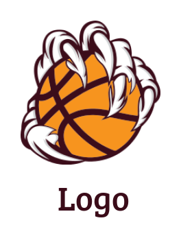 make a sports logo paw holding basketball sports