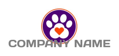paw made of heart inside circle