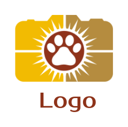 design a photography logo paw print in lens of a camera