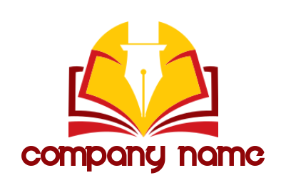 create a publishing logo of pen inside the book