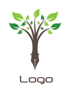 make a education logo icon pen tree with leaves