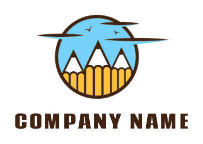 design an arts logo pencil and bird merged with circle