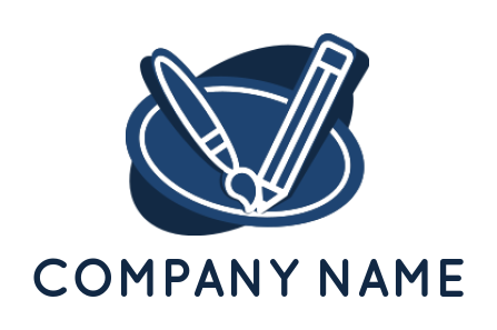 arts logo artist pencil and paint brush in ovals