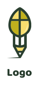 make a religious logo pencil merged with cross in leaf