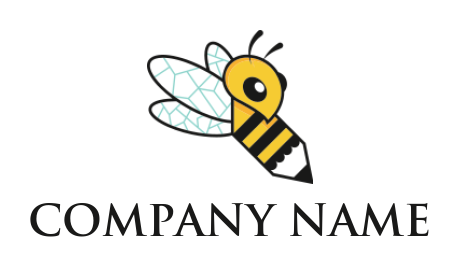 logo illustration of pencil merged with honey bee 