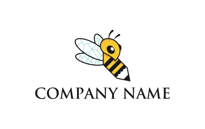 logo illustration of pencil merged with honey bee 