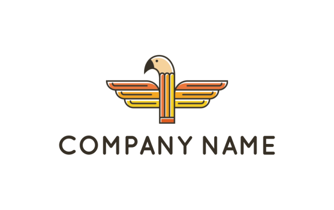 arts logo maker pencil merged with parrot head - logodesign.net