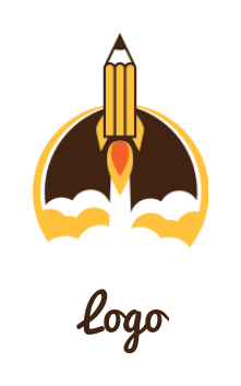 Create an education logo pencil rocket takes off
