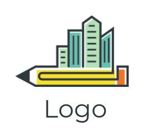 make an education logo pencil with city skyline