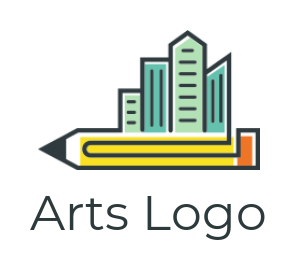 make an education logo pencil with city skyline