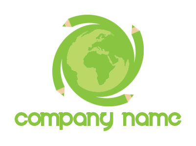 education logo maker pencils around the globe