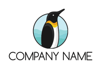 pet logo penguin coming out from the circle