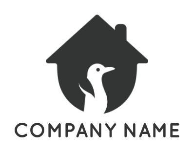 pet logo negative space penguin in a house