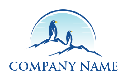 Edit a logo of penguin standing on hill top