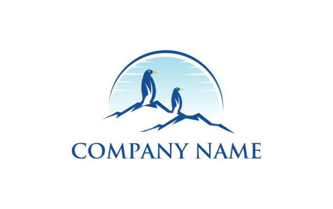 Edit a logo of penguin standing on hill top