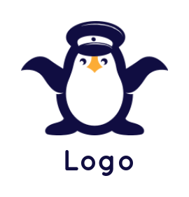 create a pet logo penguin wearing captain hat