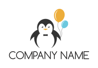 design a pet logo penguin with balloons