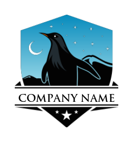 animal logo maker silhouette penguin in shield