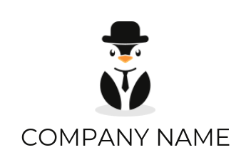 pet logo online penguin with tie hat and court