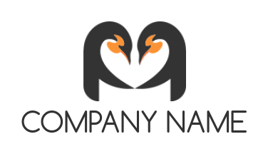 bird logo maker penguins forming heart