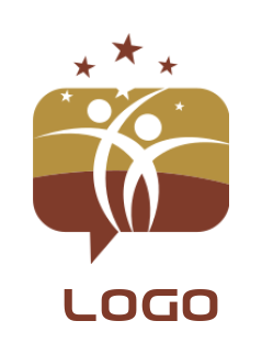 make an employment logo people inside chat symbol with star 