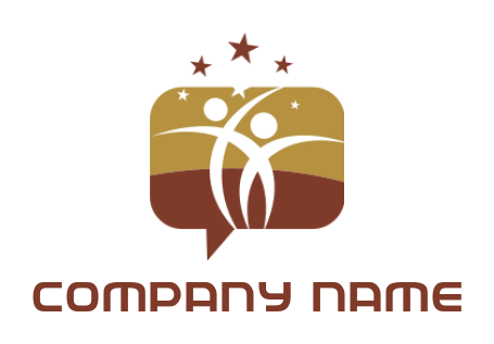 make an employment logo people inside chat symbol with star 